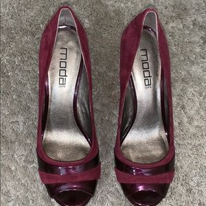 Moda Spana Maroon Peeptoes